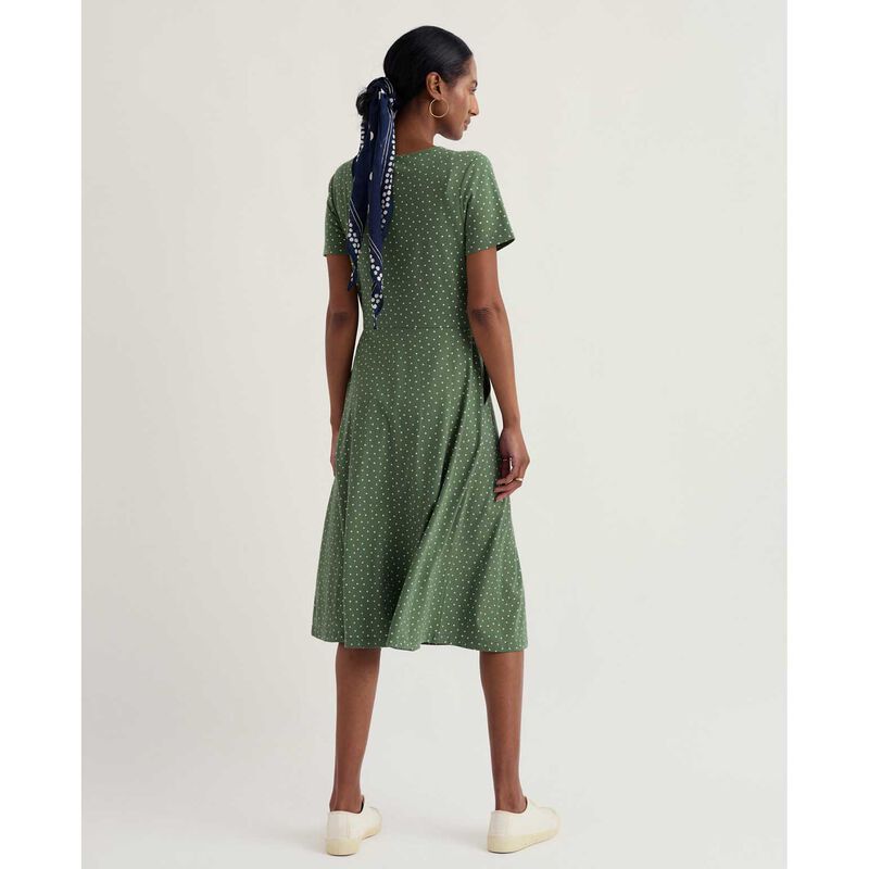 Seasalt Cornwall S/S April Dress - Little Sponge Spot Dried Basil image number 1